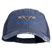 Air Force Pilot Veteran Embroidered Low Profile Special Cotton Mesh Cap - Navy OSFM