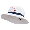 Hawaii Map State Flag Symbol Embroidered Oversized Water Repellent Brushed Golf Hat - White-Navy XL