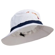 Hawaii Map State Flag Symbol Embroidered Oversized Water Repellent Brushed Golf Hat - White-Navy XL