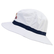 Hawaii Map State Flag Symbol Embroidered Oversized Water Repellent Brushed Golf Hat - White-Navy XL