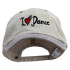 I Love Dance Embroidered Pigment Dyed Wash Cap - Beige-Black OSFM