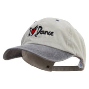 I Love Dance Embroidered Pigment Dyed Wash Cap - Beige-Black OSFM