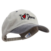 I Love Dance Embroidered Pigment Dyed Wash Cap - Beige-Black OSFM