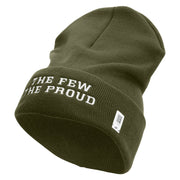 The Few The Proud Logo Embroidered 12 Inch Solid Knit Cuff Long Beanie Made in USA - Olive OSFM