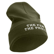 The Few The Proud Logo Embroidered 12 Inch Solid Knit Cuff Long Beanie Made in USA - Olive OSFM