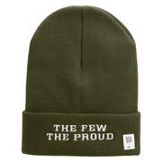 The Few The Proud Logo Embroidered 12 Inch Solid Knit Cuff Long Beanie Made in USA - Olive OSFM