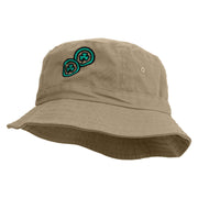 Lucky Coins Embroidered Pigment Dyed Bucket Hat - Khaki OSFM