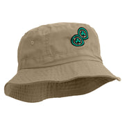 Lucky Coins Embroidered Pigment Dyed Bucket Hat - Khaki OSFM