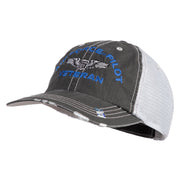 Air Force Pilot Veteran Embroidered Low Profile Special Cotton Mesh Cap - Black OSFM