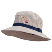 Hawaii Map State Flag Symbol Embroidered Oversized Water Repellent Brushed Golf Hat - Khaki-Navy XL