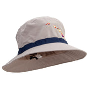 Hawaii Map State Flag Symbol Embroidered Oversized Water Repellent Brushed Golf Hat - Khaki-Navy XL