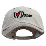 I Love Dance Embroidered Pigment Dyed Wash Cap - Beige-Green OSFM