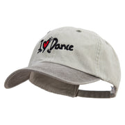 I Love Dance Embroidered Pigment Dyed Wash Cap - Beige-Green OSFM