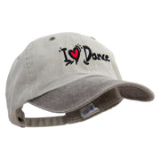 I Love Dance Embroidered Pigment Dyed Wash Cap - Beige-Green OSFM