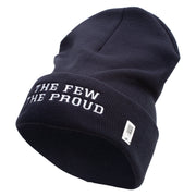 The Few The Proud Logo Embroidered 12 Inch Solid Knit Cuff Long Beanie Made in USA - Navy OSFM