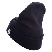 The Few The Proud Logo Embroidered 12 Inch Solid Knit Cuff Long Beanie Made in USA - Navy OSFM