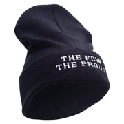 The Few The Proud Logo Embroidered 12 Inch Solid Knit Cuff Long Beanie Made in USA - Navy OSFM