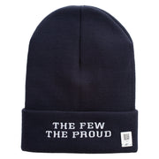 The Few The Proud Logo Embroidered 12 Inch Solid Knit Cuff Long Beanie Made in USA - Navy OSFM