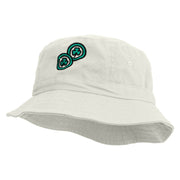 Lucky Coins Embroidered Pigment Dyed Bucket Hat - White OSFM