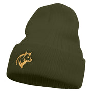 Made in USA Hyena Logo Embroidered Heavy Ribbed Cuff Beanie - Olive OSFM