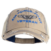 Air Force Pilot Veteran Embroidered Low Profile Special Cotton Mesh Cap - Khaki OSFM