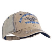 Air Force Pilot Veteran Embroidered Low Profile Special Cotton Mesh Cap - Khaki OSFM