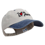 I Love Dance Embroidered Pigment Dyed Wash Cap - Beige-Navy OSFM