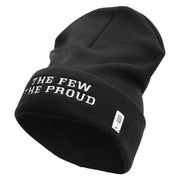 The Few The Proud Logo Embroidered 12 Inch Solid Knit Cuff Long Beanie Made in USA - Black OSFM