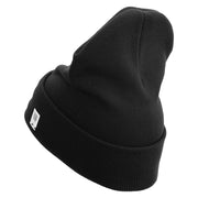 The Few The Proud Logo Embroidered 12 Inch Solid Knit Cuff Long Beanie Made in USA - Black OSFM