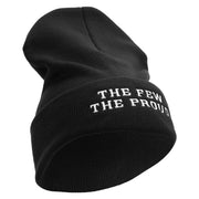 The Few The Proud Logo Embroidered 12 Inch Solid Knit Cuff Long Beanie Made in USA - Black OSFM