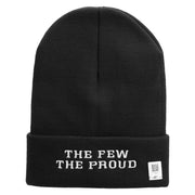 The Few The Proud Logo Embroidered 12 Inch Solid Knit Cuff Long Beanie Made in USA - Black OSFM