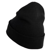 Hexagon with Mirror Center Iron on Embroidered Patched 12 Inch Long Knitted Beanie - Black OSFM