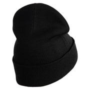 Hexagon with Mirror Center Iron on Embroidered Patched 12 Inch Long Knitted Beanie - Black OSFM