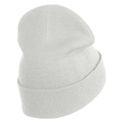 Hexagon with Mirror Center Iron on Embroidered Patched 12 Inch Long Knitted Beanie - White OSFM