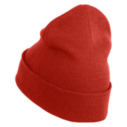Hexagon with Mirror Center Iron on Embroidered Patched 12 Inch Long Knitted Beanie - Rust OSFM