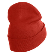 Hexagon with Mirror Center Iron on Embroidered Patched 12 Inch Long Knitted Beanie - Rust OSFM