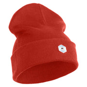 Hexagon with Mirror Center Iron on Embroidered Patched 12 Inch Long Knitted Beanie - Rust OSFM