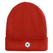 Hexagon with Mirror Center Iron on Embroidered Patched 12 Inch Long Knitted Beanie - Rust OSFM