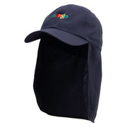 Colorful Mango Embroidered Flap Hats - Navy OSFM