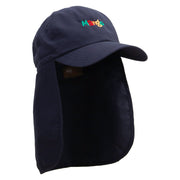 Colorful Mango Embroidered Flap Hats - Navy OSFM