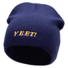 YEET Embroidered 8 Inch Acrylic Short Beanie - Navy OSFM