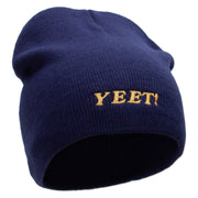 YEET Embroidered 8 Inch Acrylic Short Beanie - Navy OSFM