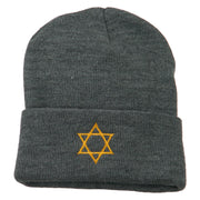 Star of David Embroidered Long Beanie