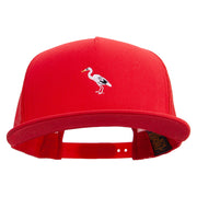 Heron Bird Logo Embroidered 5 Panel Mesh Trucker Snapback Cap - Red OSFM