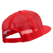 Heron Bird Logo Embroidered 5 Panel Mesh Trucker Snapback Cap - Red OSFM