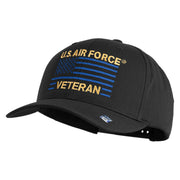 US Air Force Veteran with Flag Embroidered Retro Cotton Blend Snapback Cap - Black OSFM