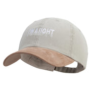 I'm Aiight Embroidered Suede Bill Washed Pigment Dyed Cap - Beige-Tan OSFM