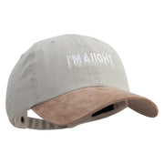 I'm Aiight Embroidered Suede Bill Washed Pigment Dyed Cap - Beige-Tan OSFM