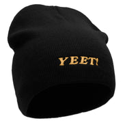 YEET Embroidered 8 Inch Acrylic Short Beanie - Black OSFM