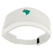 Brazil Map Logo Embroidered Brushed Sports Visor - White OSFM